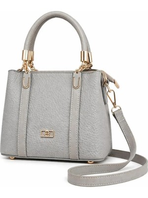 Altın Zincir Detaylı Dokulu Suni Deri Kadın El ve Omuz Çantası