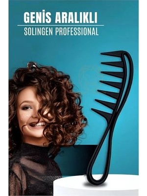 Calperia Geniş Dişli Stil Tarağı Karbon Solingen Professional 721103