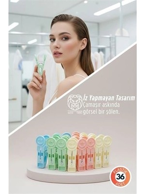 Calperia Yuliya Serisi Iz Bırakmaz Emoji  Premium Renkli Çamaşır Mandalı 36'lı 722863