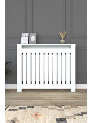 Feyza Design Kalorifer Petek Kapama 150 cm (Iç Ölçüsü) Lambiri Desenli Mdf Mat Beyaz