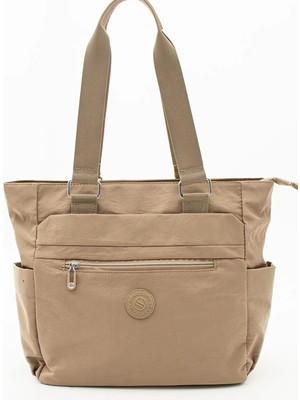 Sanmorris Kırışık Naylon Kumaş Çok Bölmeli Kadın Omuz Çantası