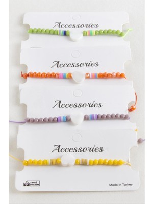 Uluora Kalp Sedef Kristal Makrome Ip Bileklik