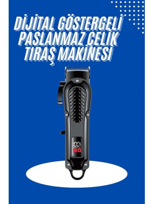 Calperia Profesyonel Saç Kesme Aleti Dijital Saç Sakal Tıraş Makinesi Uzun Ömürlü
