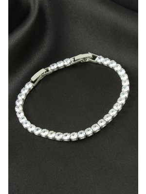 Uluora Yuvarlak Zirkon Taşlı Lüks Kararmaz Bileklik 4 mm