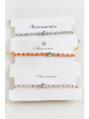 Uluora Nazar Kristal Makrome Ip Bileklik 6 mm