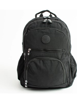 Sanmorris Unisex Çok Bölmeli Fonksiyonel Sırt Çantası Su Geçirmez Kumaş Okul ve Günlük Çanta