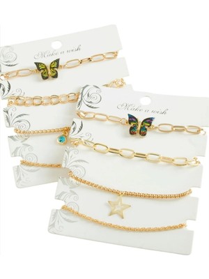 Uluora 4 Adet Kelebek Trend Zincir Bileklik