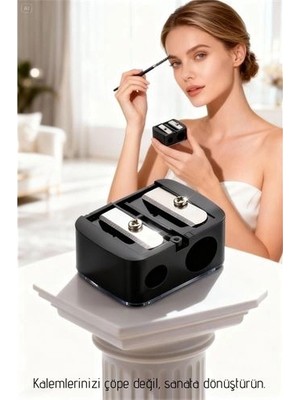 Calperia Profesyonel Çift Lı Makyaj Kalemi Açacağı - Alman Çeliği Keskinliği & Şeffaf Hazneli  715688