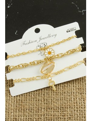 Uluora 3 Adet Papatya Trend Zincir Bileklik