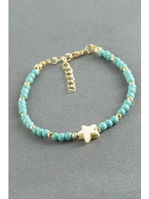 Uluora Deniz Yıldızı Turkuaz Boncuk Bileklik