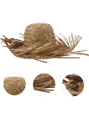 Uravas Store Tropikal Parti Naturel Hasır Hawaii Şapkası 13X36 cm