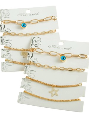 Uluora 4 Adet Nazar Trend Zincir Bileklik