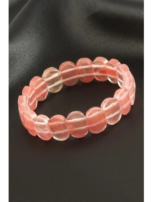 Uluora Oval Kesim Pembe Kuvars Doğaltaşlı Bileklik