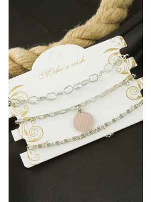 Uluora Yuvarlak Çizgili Zincir Bileklik 3 Adet