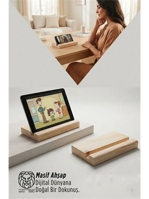 Calperia Masif Ahşap Tablet Standı ve Telefon Tutucu – Estetik Ergonomi 722866