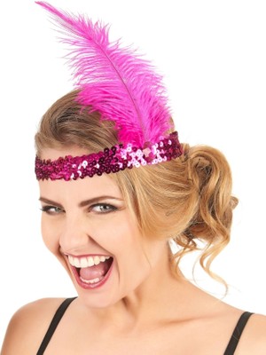 Uravas Store 70&amp;#39;ler 80&amp;#39;ler 90&amp;#39;lar Temalı Fuşya Renk Çarliston Saç Bandı