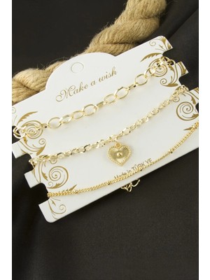 Uluora Kalp Zincir Bileklik 3 Adet