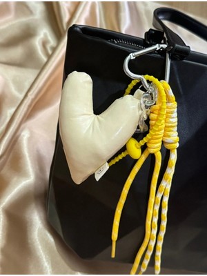 Haki Store Butter Yellow Kalp Çanta Charmı, Çanta Süsü, Anahtarlık