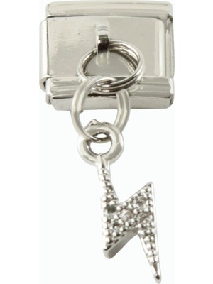 Uluora Şimşek Zirkon Taşlı Sallatılı Çelik Charm