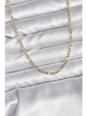 Elif Asya Ceyiz Tekstil 14K Gold Renk Kaplama Kuşgözü Zincir Model Pirinç cm Kadın Kolye