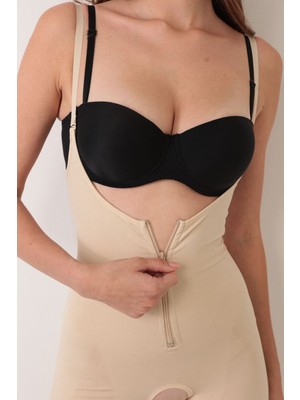 Uravas Store Ten Ip Askılı Ağ Kısmı Fermuarlı Tam Boy Kadın Korse