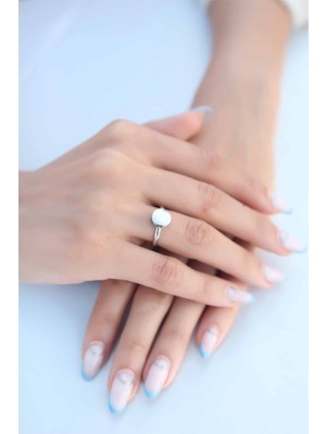 Elif Asya Ceyiz Tekstil Yuvarlak Plaka Gümüş Renk Kadın Yüzük