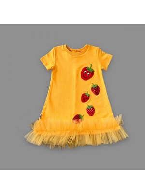 Uravas Store 1-2-3 Yaş Payetli Çilekler Nakışlı Eteği Fırfırlı Jile Kız Çuk Elbisesi Tcu