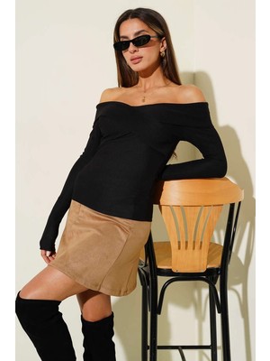 Uravas Store Madonna Çapraz Yaka Bluz Siyah