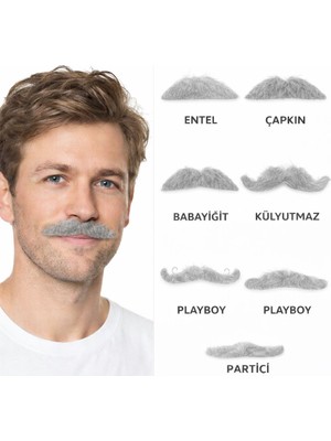 Uravas Store 6’lı Yapışkanlı Gri Parti Bıyık Seti – Farklı Modeller