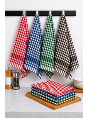 Lila Moon  Çok Renkli Pamuklu Pöti Kareli 4'lü Peçete, Kurulama Bezi, Beslenme Örtüsü