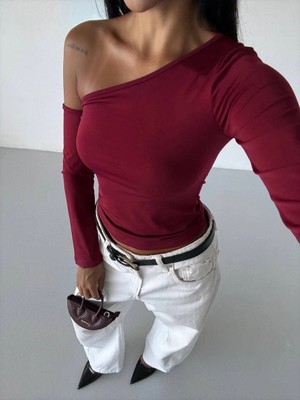 Uravas Store Omuz Detaylı Kollu Bluz Bordo
