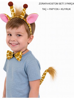 Esranın Dünyası Zürafa Kosümü Aksesuar Seti 3 Lü - Taç Papyon Kuyruk (4887)