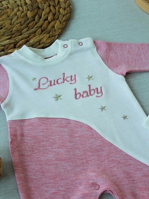 Uravas Store 0-3 3-6 Ay Lucky Turk Nakışlı Es Çizgi Boy Şapkalı Kız Bebek Tulumu Pembe