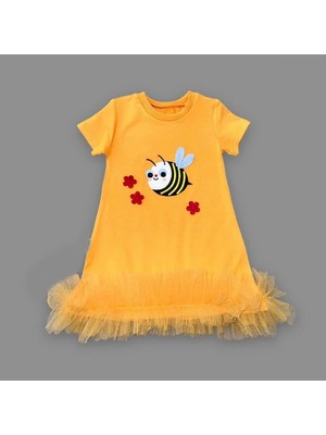 Uravas Store 1-2-3 Yaş Arıcık Nakışlı Eteği Fırfırlı Jile Kız Çuk Elbisesi Tcu
