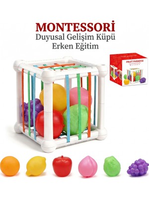 Bbsky Montessori Eğitici Bebek Oyuncakları - 10+ Ay Duyusal Gelişim Küpü, Renkli Meyve ve Şekil Eşleştirme Seti, Ilk Doğum Günü Hediyesi