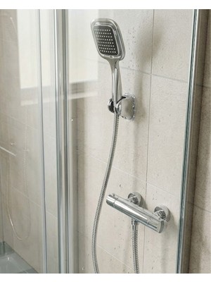 Kont Siyah Duş Başlığı Seti Spiral Hortumlu El Duşu ve Duvar Askısı Banyo Seti