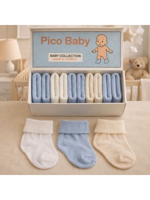 Pico Baby Organik Pamuk Unisex 5'li Kutulu Premium Yeni Doğan Bebek & Çocuk Çorabı