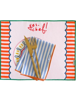 Ritmo Home Sloganlı, Kareli, Maksimalist, Çizgili, Renkli, Kenar Biyeli Amerikan Servis 35X45 cm (1 Adet)