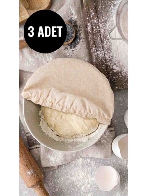 MiniStand 3 Adet Pamuklu Ham Bez Hamur Mayalama Bonesi Lastikli Kase Örtüsü Seti