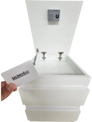 SALİMOĞLU DESIGN Salimoğlu Desıgn Elektronik Kilitli Gizli Bölmeli Komodin | Kartlı Güvenlikli Modern Şifonyer