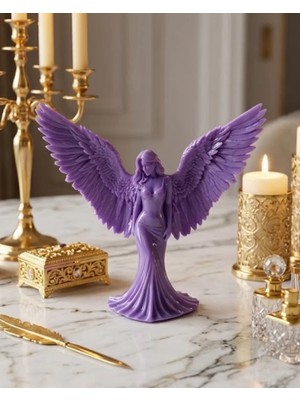 Kont 3D Lila Melek Insan Biblo Estetik Dekoratif Obje