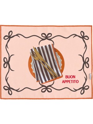 Ritmo Home Sloganlı, Kareli, Fiyonklu, Çizgili, Renkli, Kenar Biyeli Amerikan Servis 35X45 cm (1 Adet)
