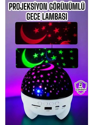Kont Gece Lambası Renkli Yıldızlı Gökyüzü Projeksiyon Gece Tavan Yansıtma