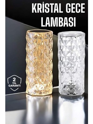 Kont Gece Lambası Kristal Lamba Dokunmatik Şarjlı Hediyelik