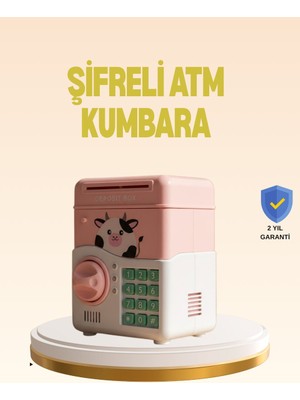 Kont Çocuklar Için Pembe Atm Görünümlü Elektronik Kumbara
