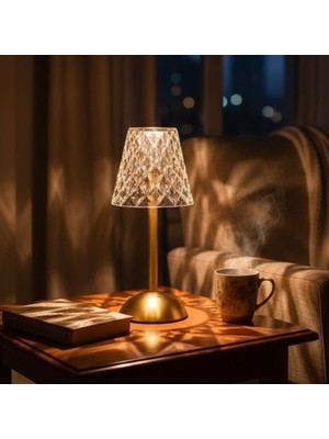 Uravas Store® Uzun Klasik Şeffaf Baklava Model LED Masa Lambası – Dokunmatik, 3 Renk Işık Modlu, Şa