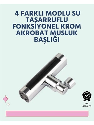 Kont Krom Kaplamalı Çok Fonksiyonlu Musluk Başlığı | Paslanmaz Malzeme