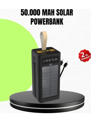 Kont Güneş Enerjili Powerbank Dijital Göstergeli Taşınabilir Güç Kaynağı