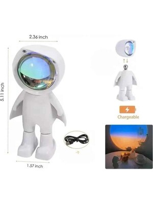 Uravas Store Gün Batımı Lambası Işık Arka Plan Projektör Sevimli Astronot Tasarruflu