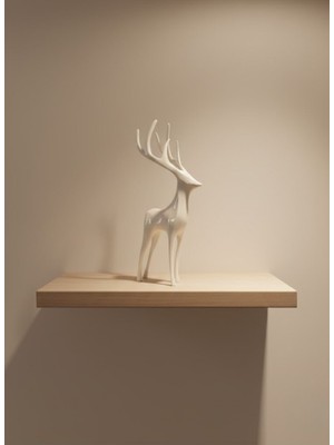 Kont Geyik Figürü Beyaz Modern Salon ve Raf Dekoru